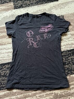 Fox Black Short Sleeve Baby Tee with Pink Logo Accents
